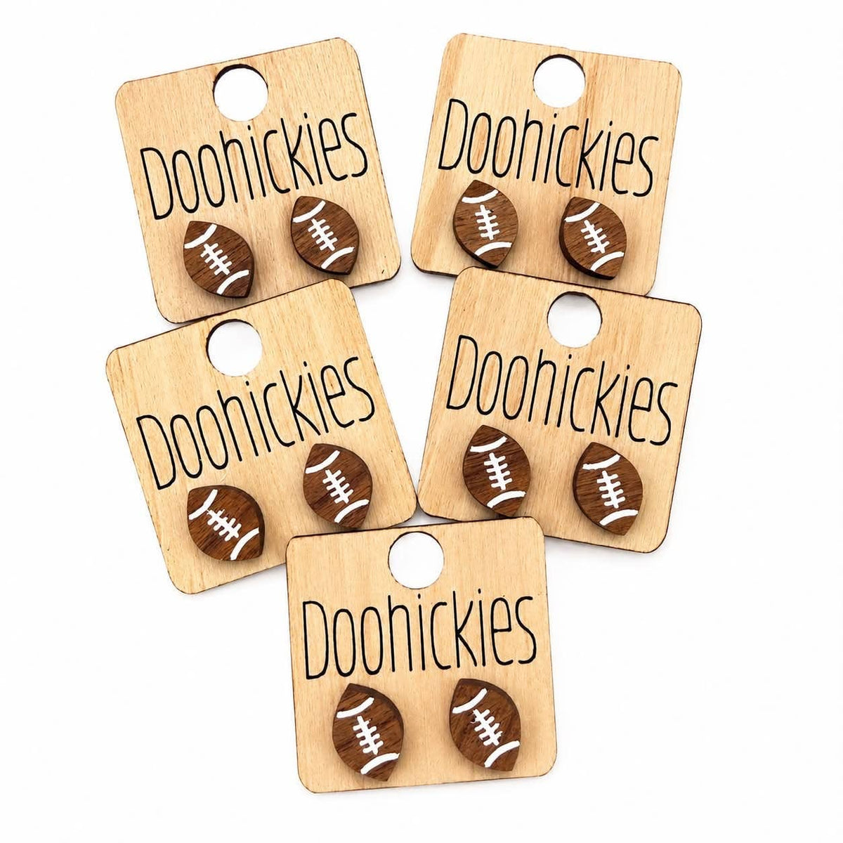 Vintage Wood Football Earrings | Football Stud Earrings