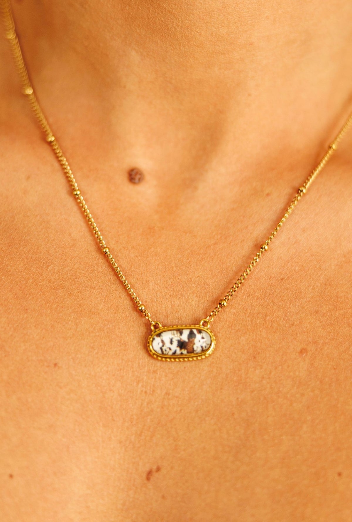 Brown Cowhide Necklace