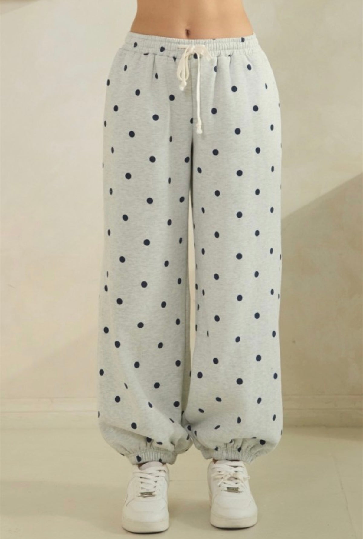 Grey &amp; Navy Polka Dot Jogger