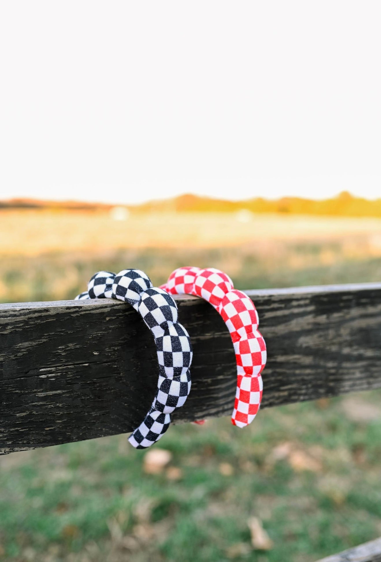 Red Checkerboard “Get Ready With Me” Headband