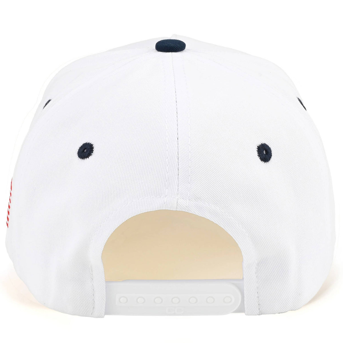 C.C White Crown Flag Letter on Two Tone Trucker Hat: Navy