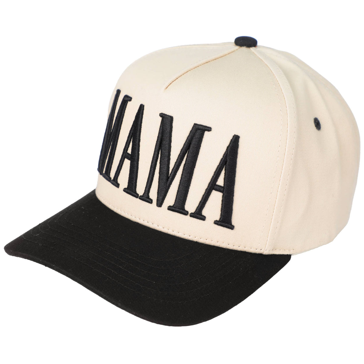 C.C MAMA Letter embroidered Snapback Trucker Hat: Black