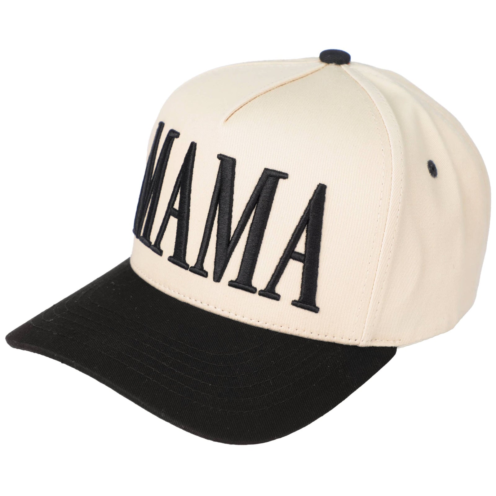 C.C MAMA Letter embroidered Snapback Trucker Hat: Black