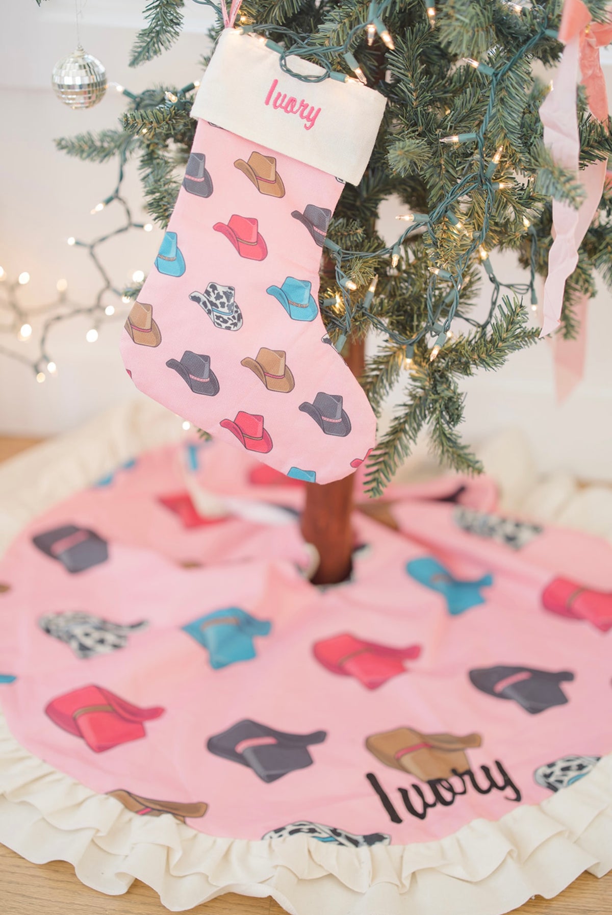 Pink Cowboy Hat Christmas Stocking