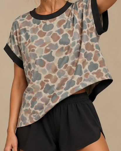 Black Camo Cross-Back Shirt