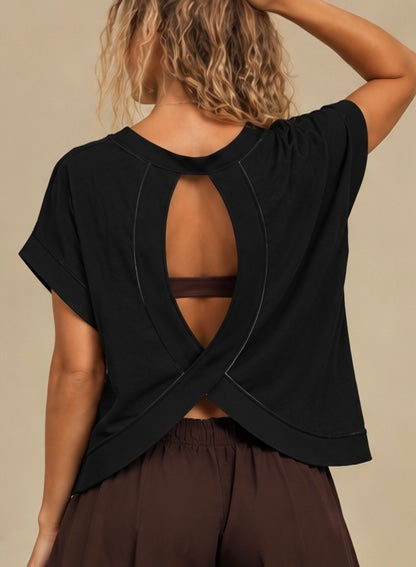Solid Black Cross-Back Shirt