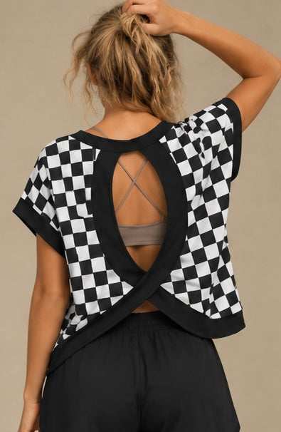Checkerboard Cross-Back Shirt