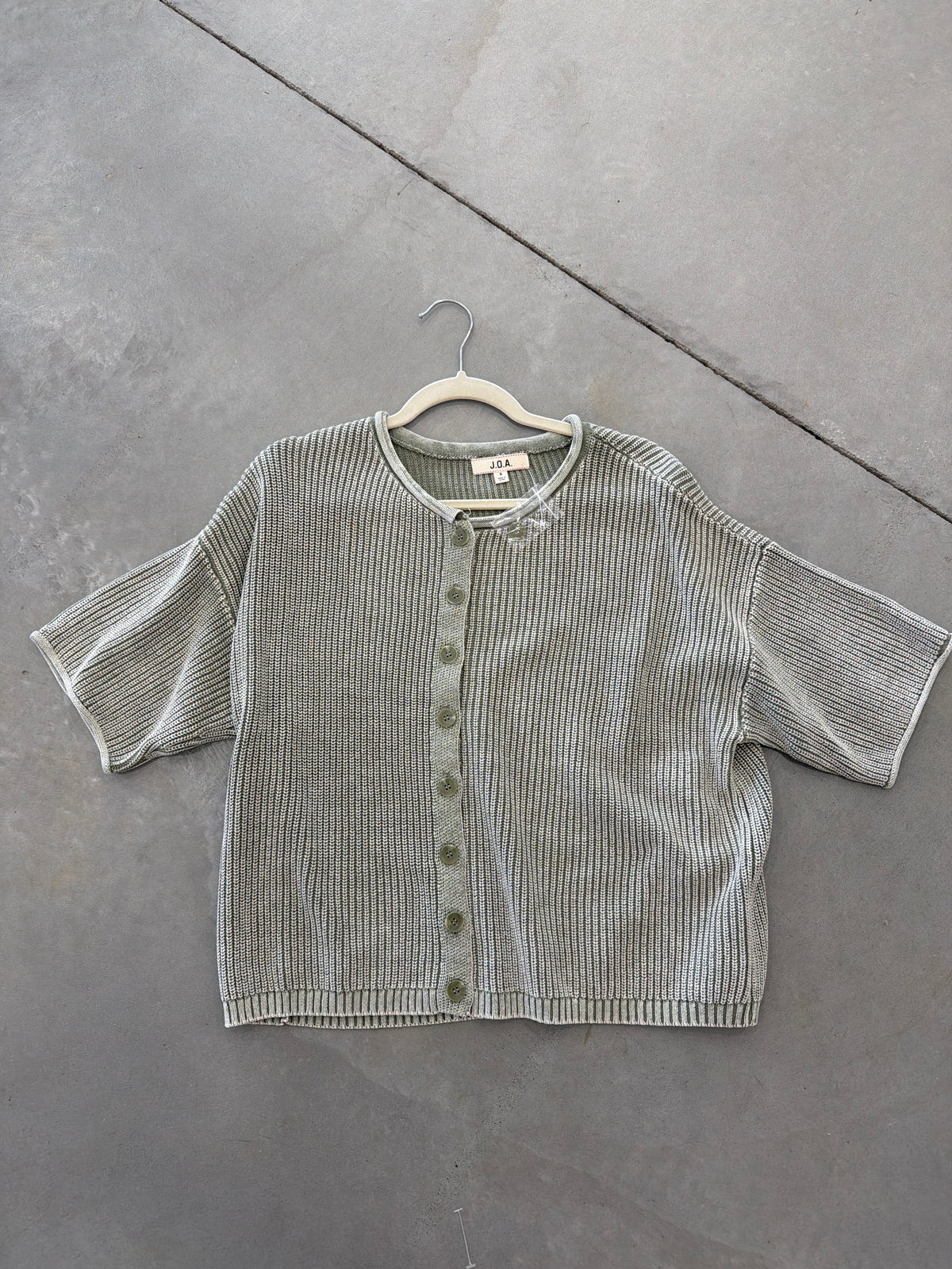 Green Button Down Knitted Top