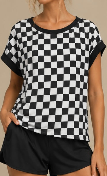 Checkerboard Cross-Back Shirt