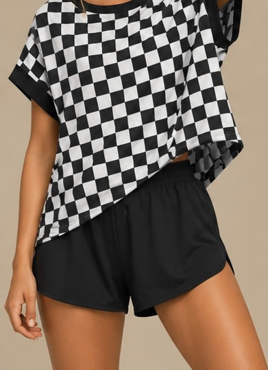 Checkerboard Cross-Back Shirt