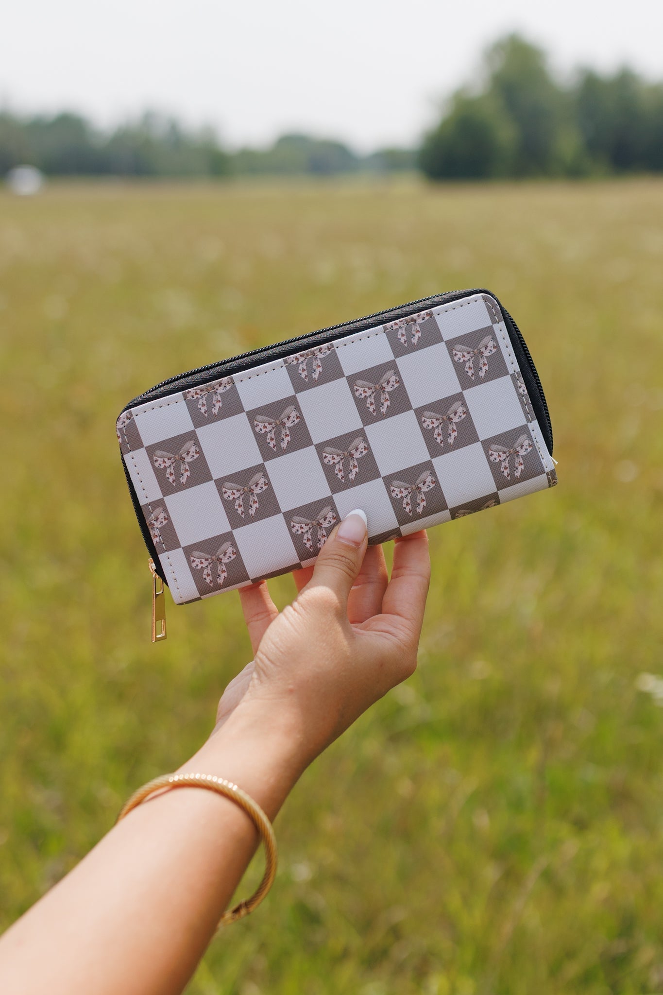Bow Vintage Cowboy Checkerboard Wallet