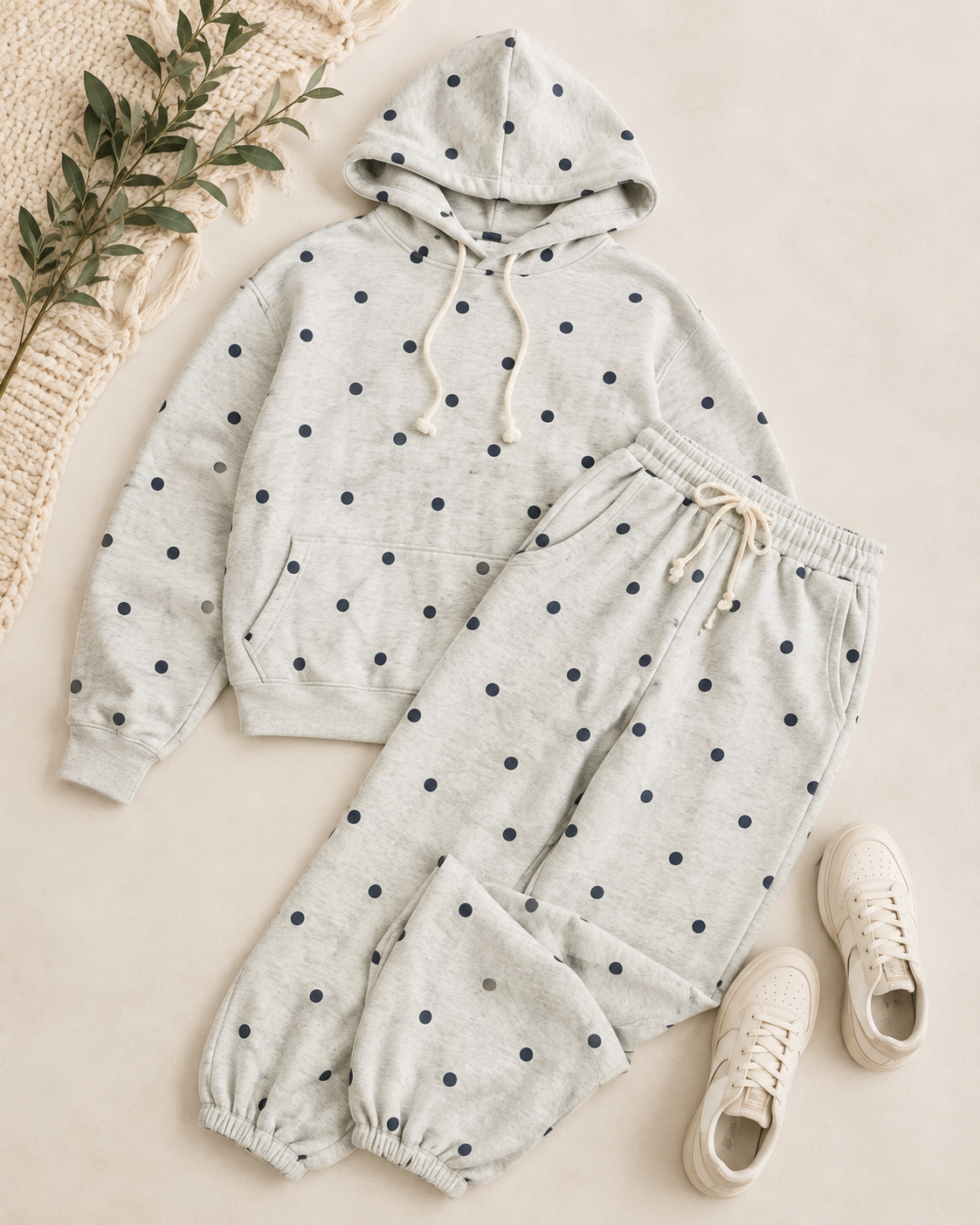 Grey &amp; Navy Polka Dot Jogger