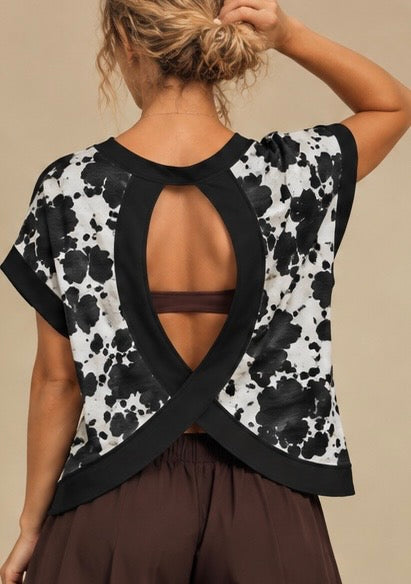 Black Cowhide Cross-Back Shirt