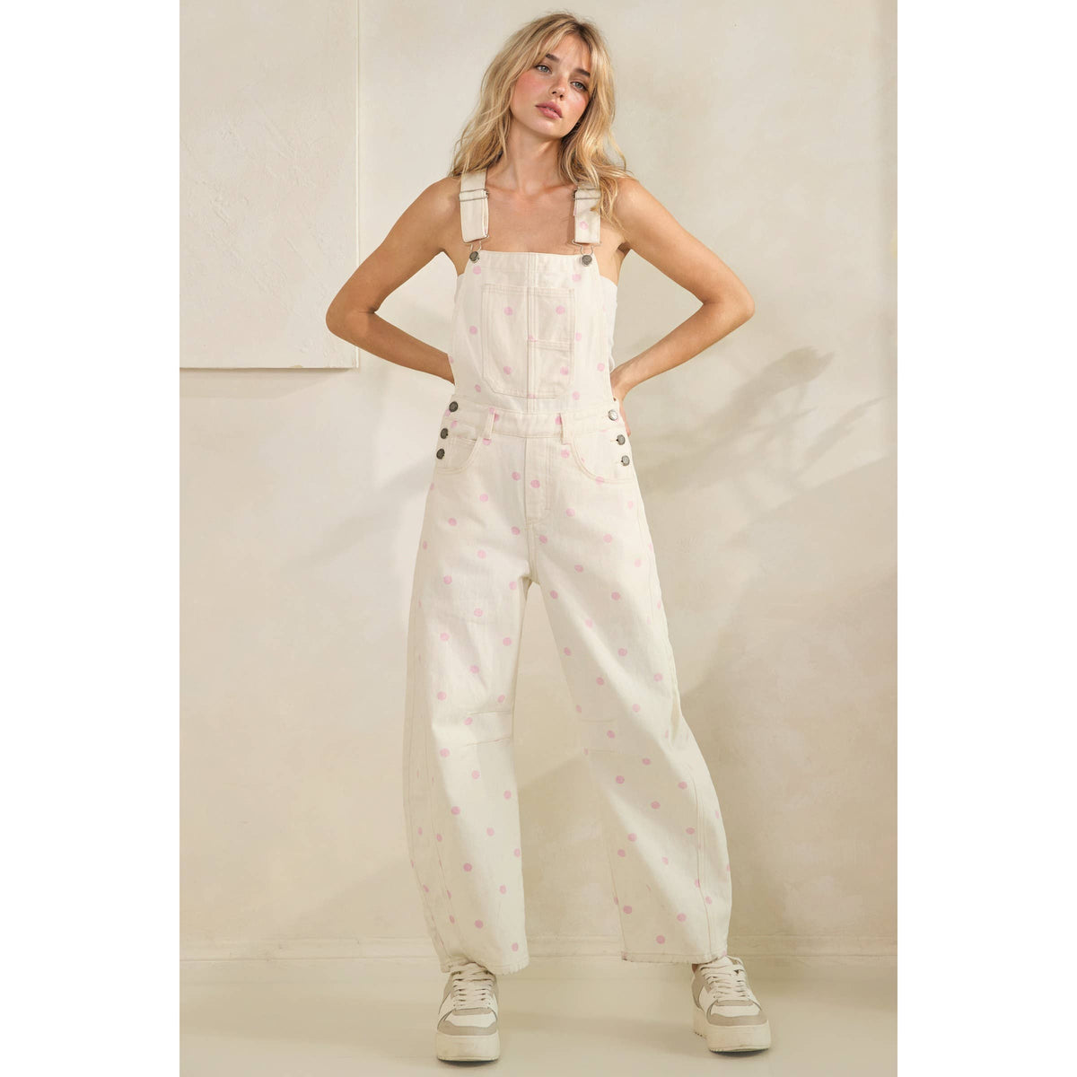 Navy Relaxed Chic Polka Dot Overalls