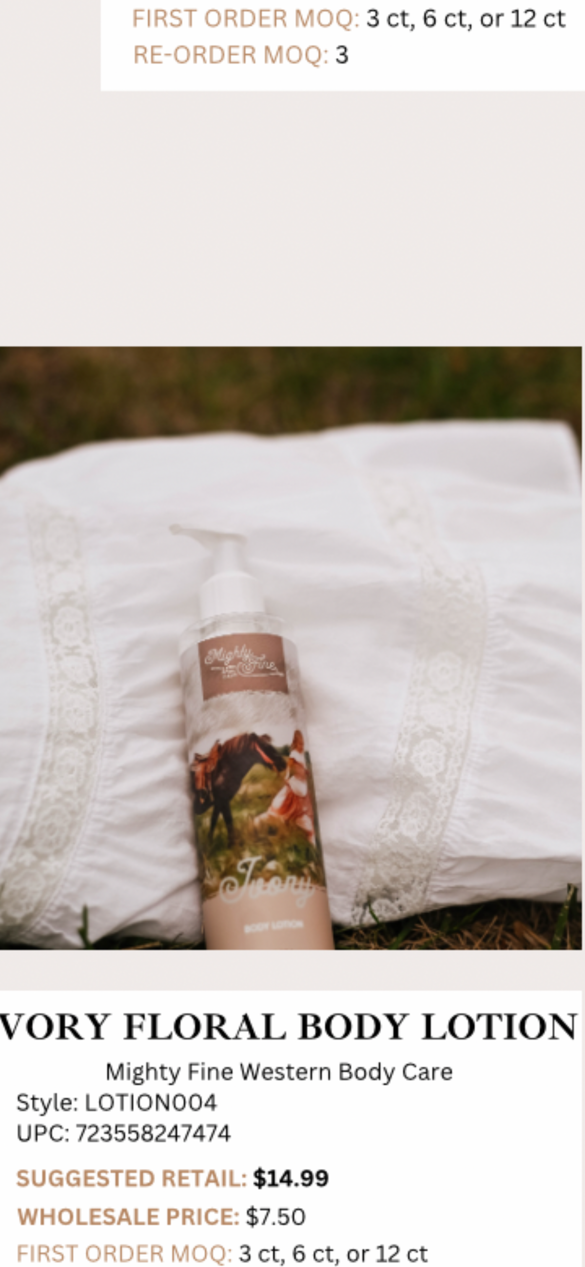 Ivory Floral Pastures | 8 oz Mighty Fine Body Lotion