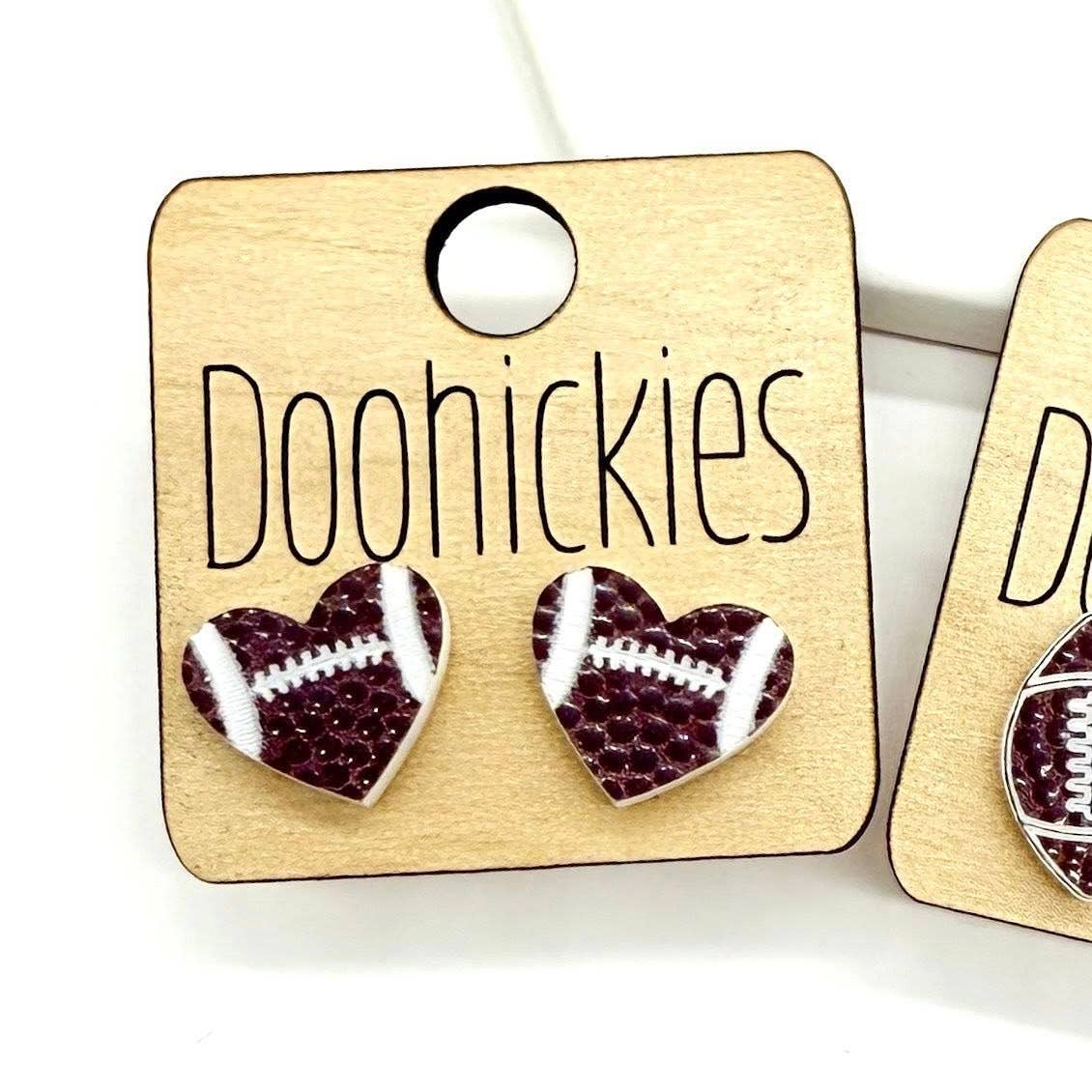 Textured Football Stud Collection - Sports Earrings - 2 Options: Heart