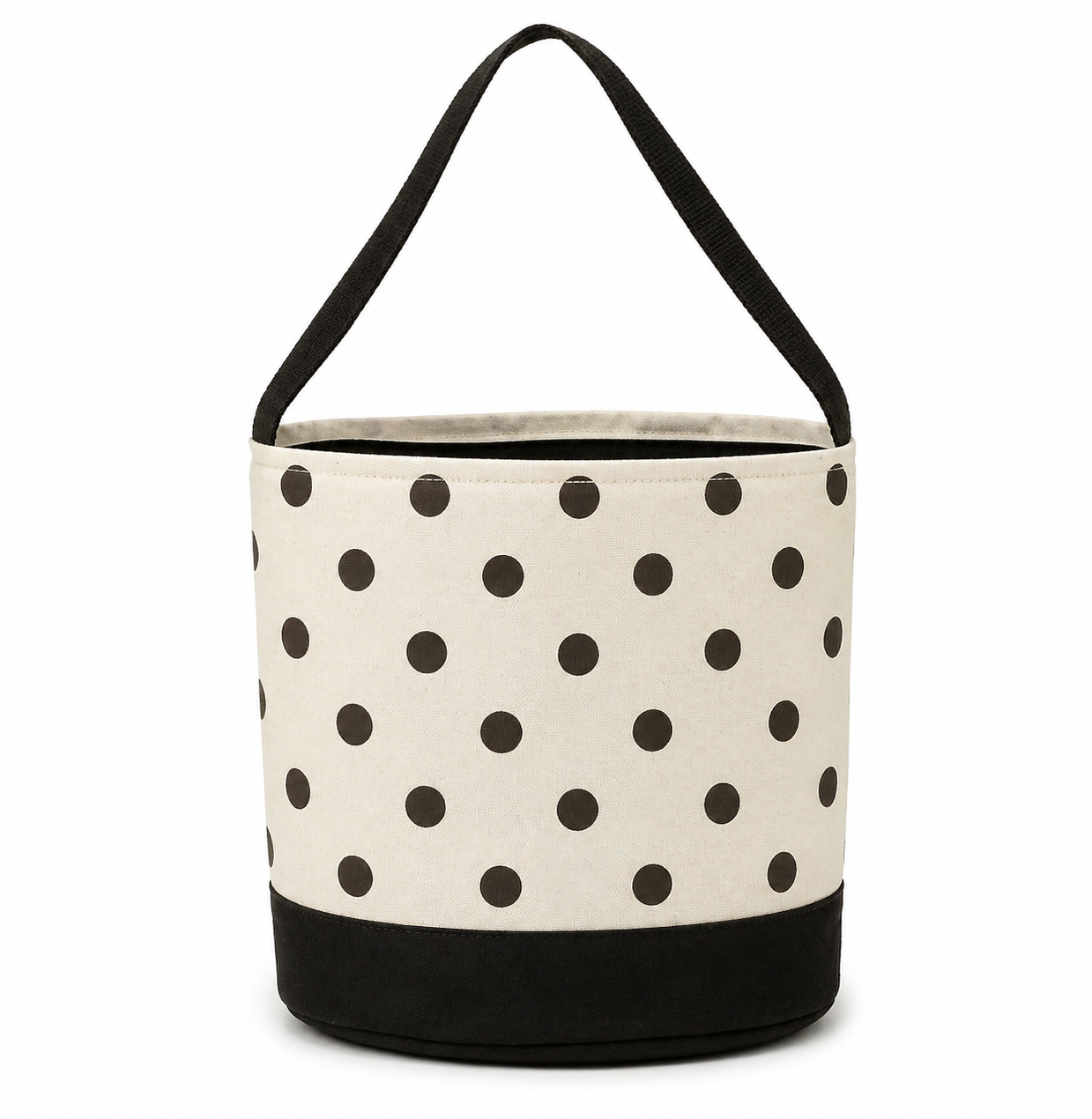 Cream Polka Dot Round Storage Bin