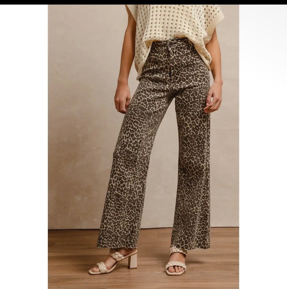Leopard Print High Rise Flare Jeans