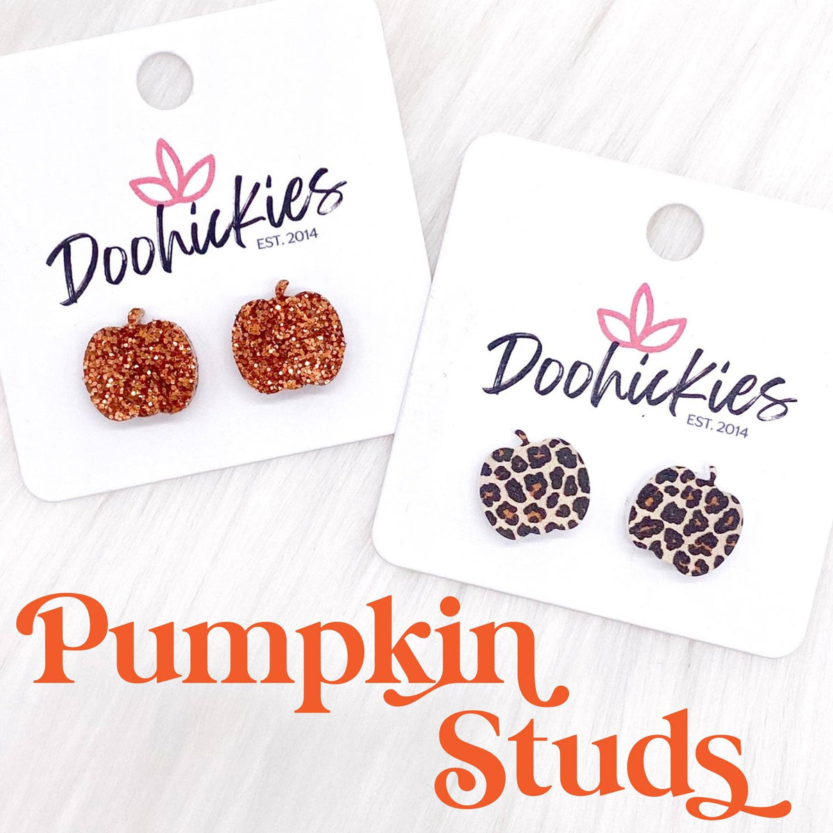 Pumpkin Studs- Fall Acrylic Singles: Leopard