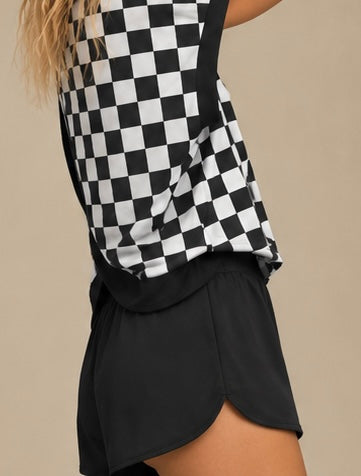 Checkerboard Cross-Back Shirt