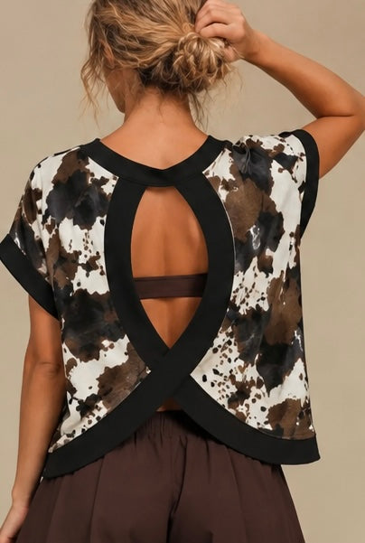 Brown Cowhide Cross-Back Shirt