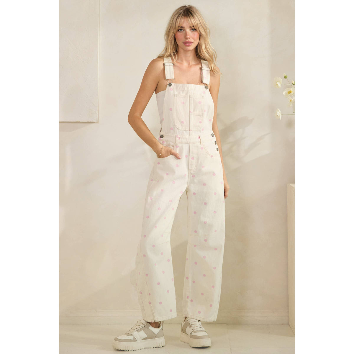 Navy Relaxed Chic Polka Dot Overalls