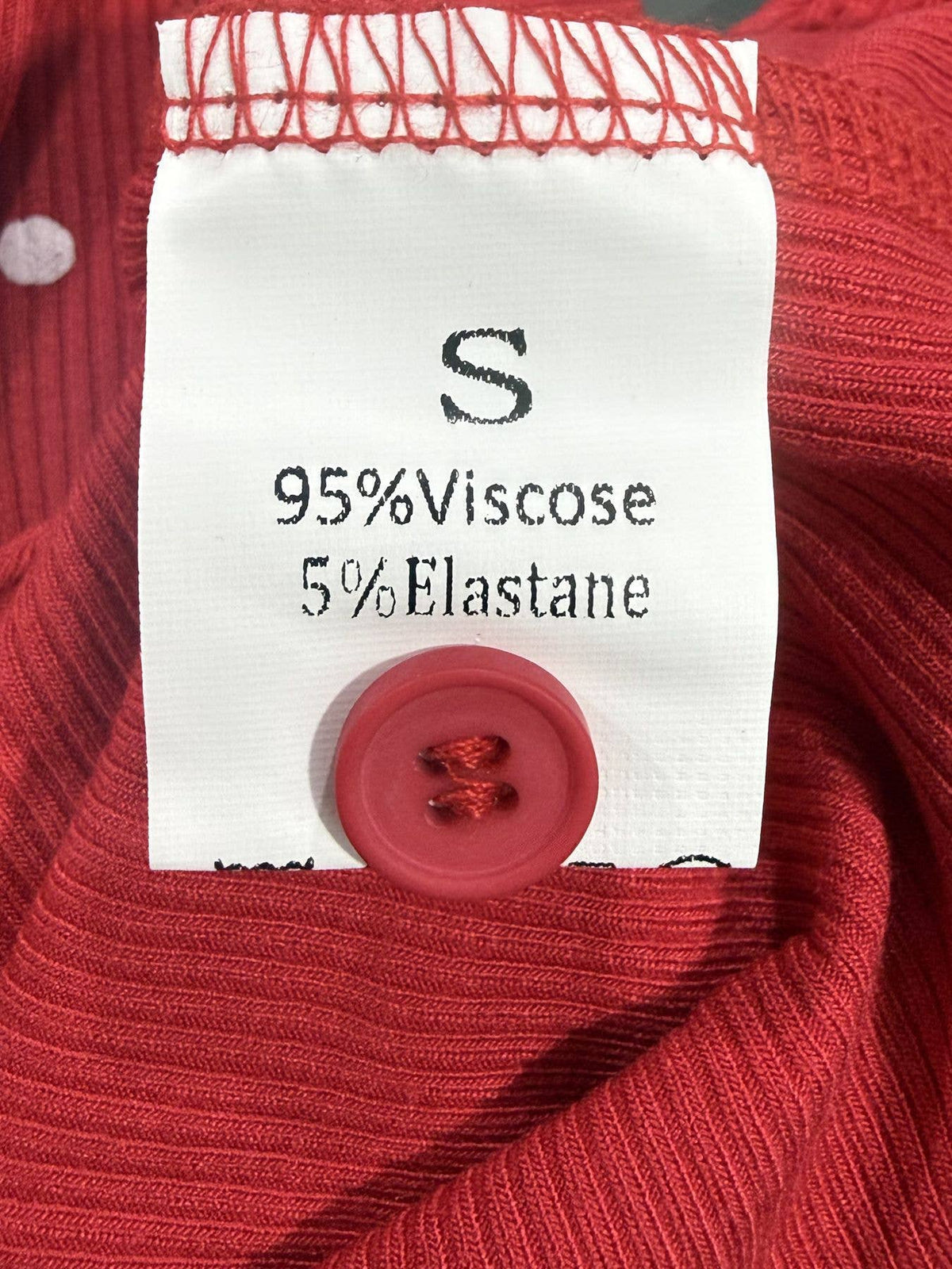 Ribbed Polka Dot Fitted Short Sleeve T-Shirt: Red