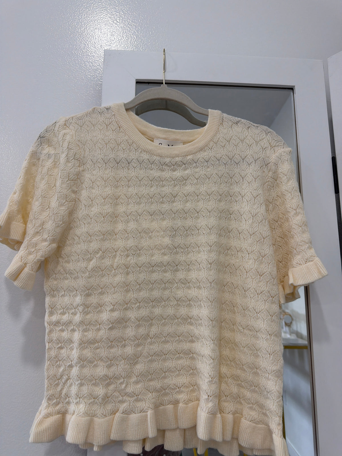 Short Sleeve Cream Sweater