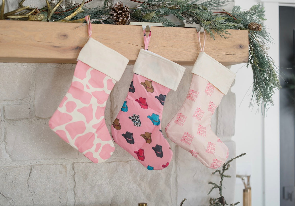 Pink Cowboy Hat Christmas Stocking