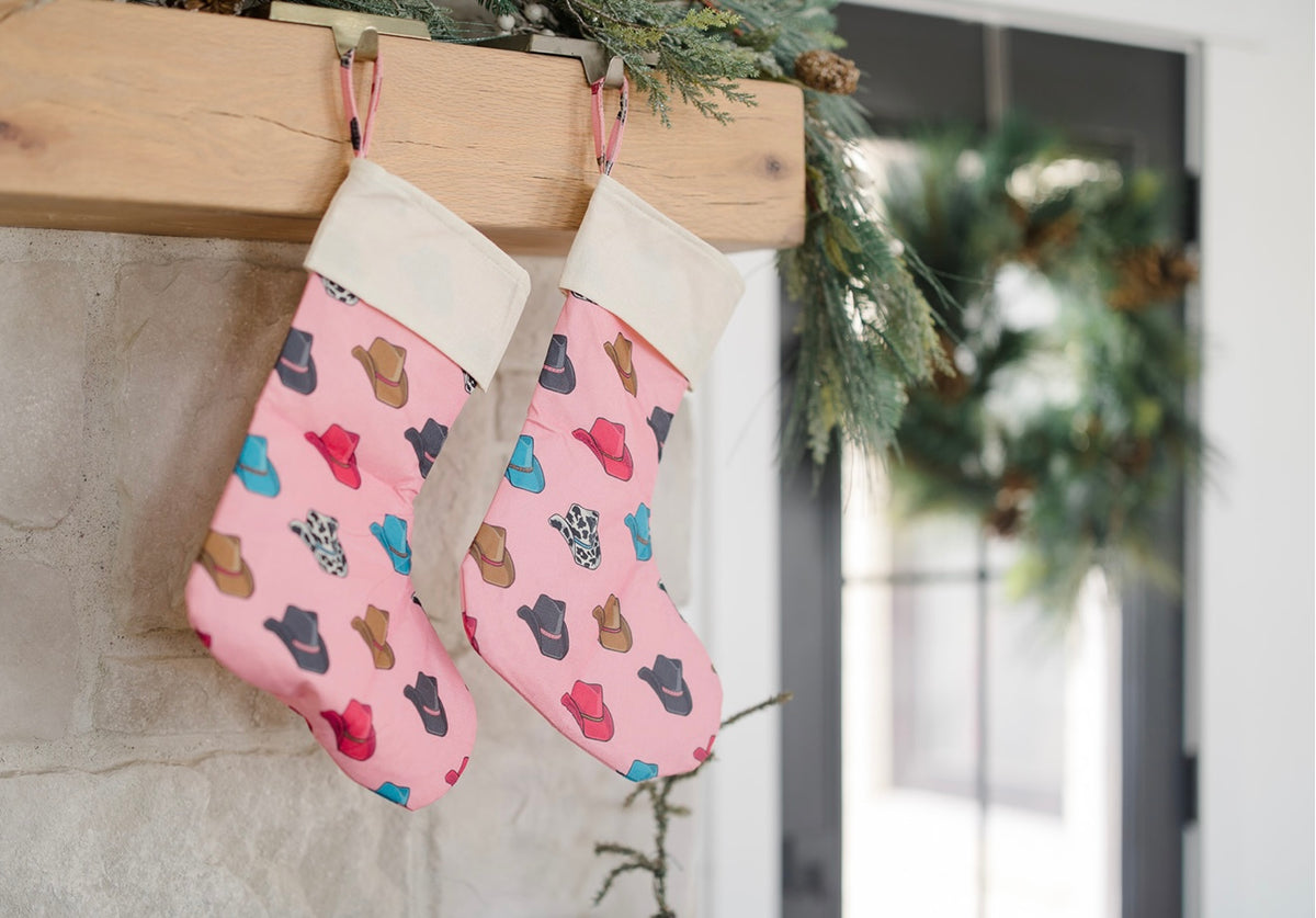 Pink Cowboy Hat Christmas Stocking