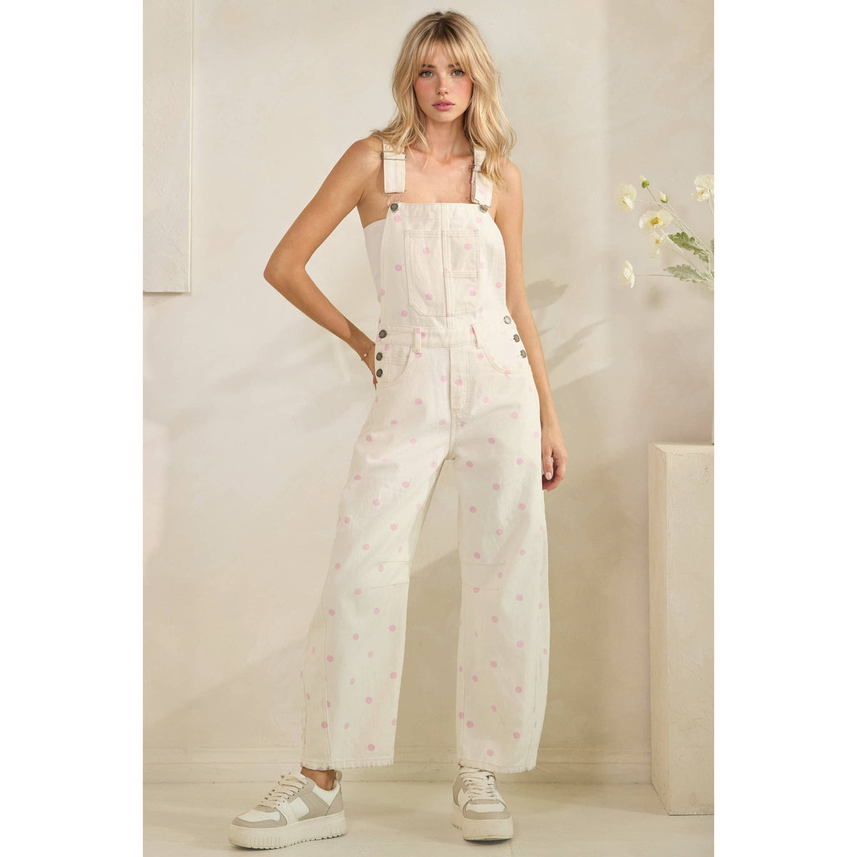 Navy Relaxed Chic Polka Dot Overalls