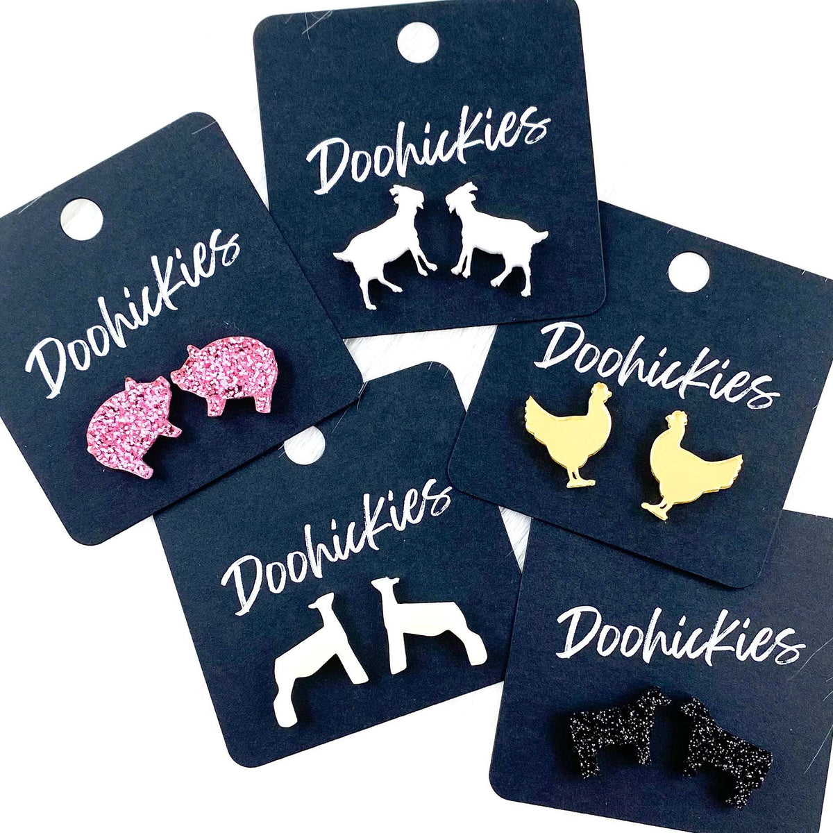 Show Animal Studs - Western Earrings: Pink Glitter Pigs