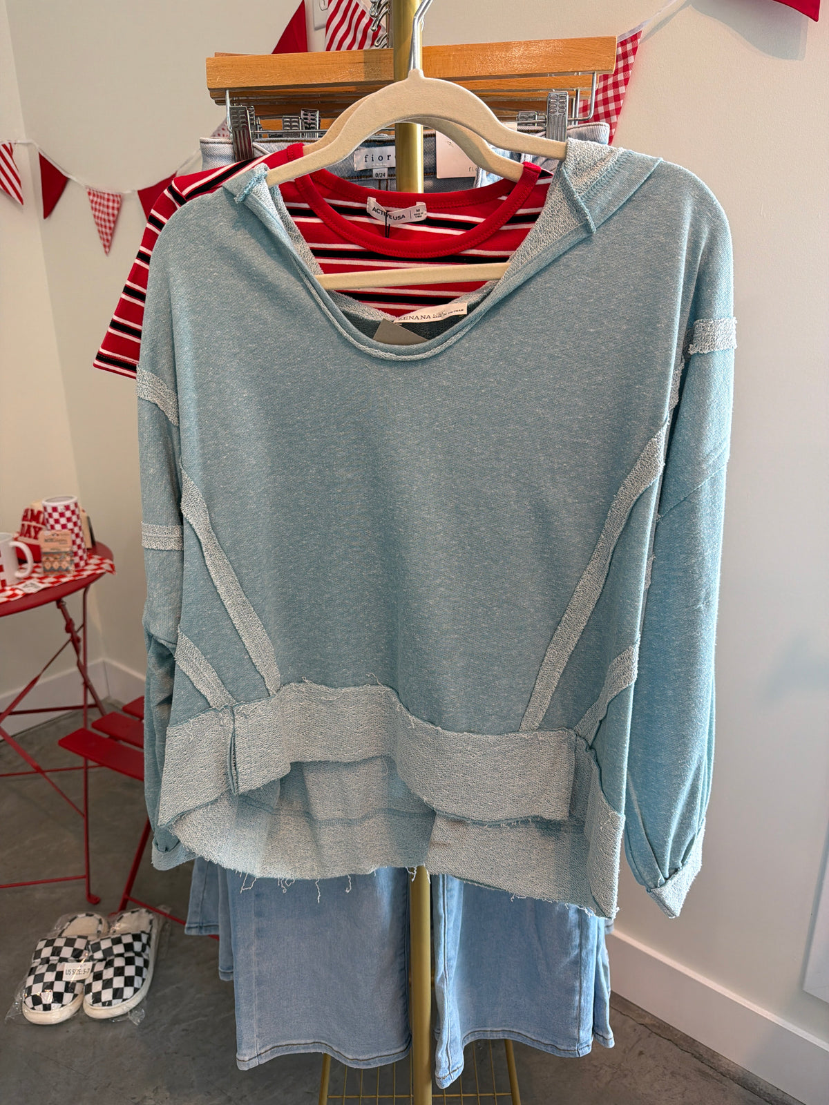 Light Blue Sweater with Hood
