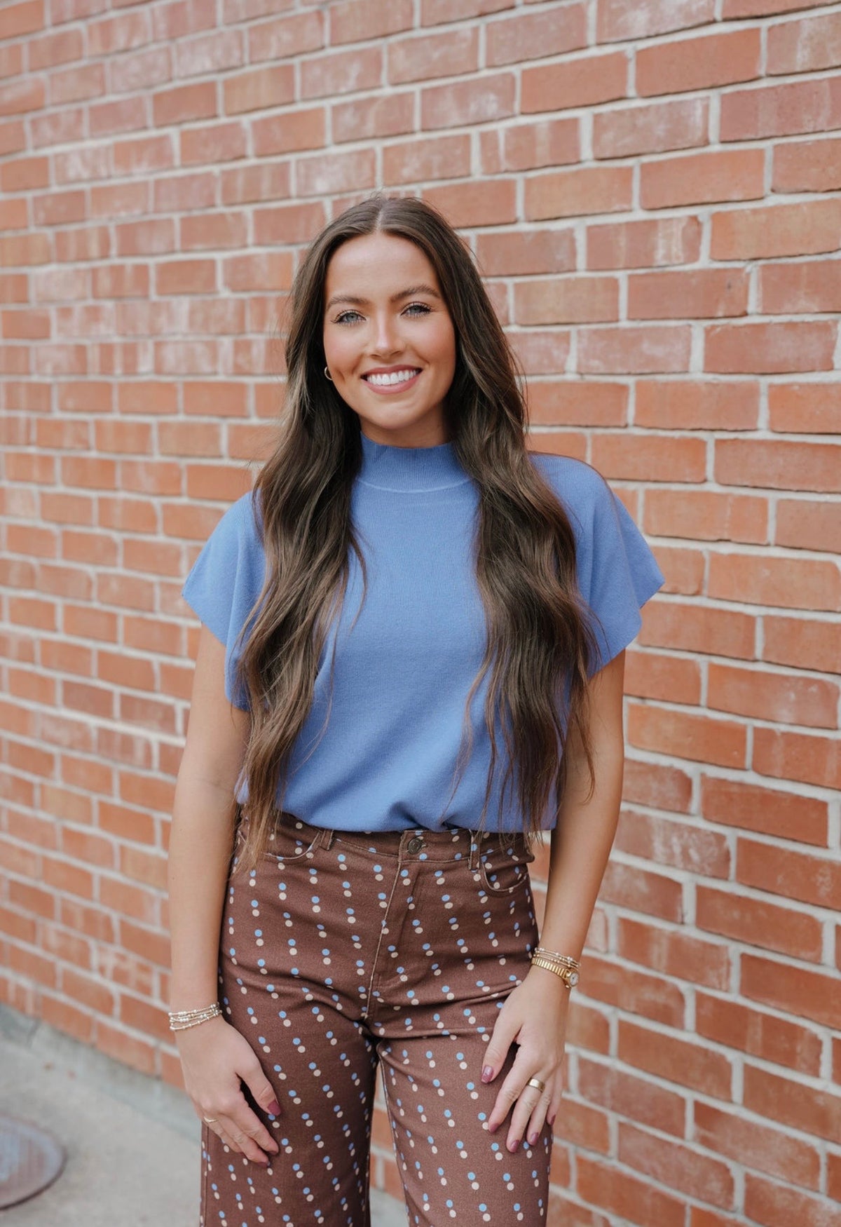 Short Sleeve Blue Sweater