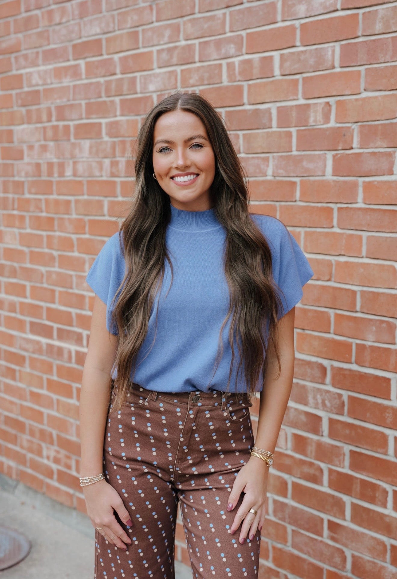 Short Sleeve Blue Sweater