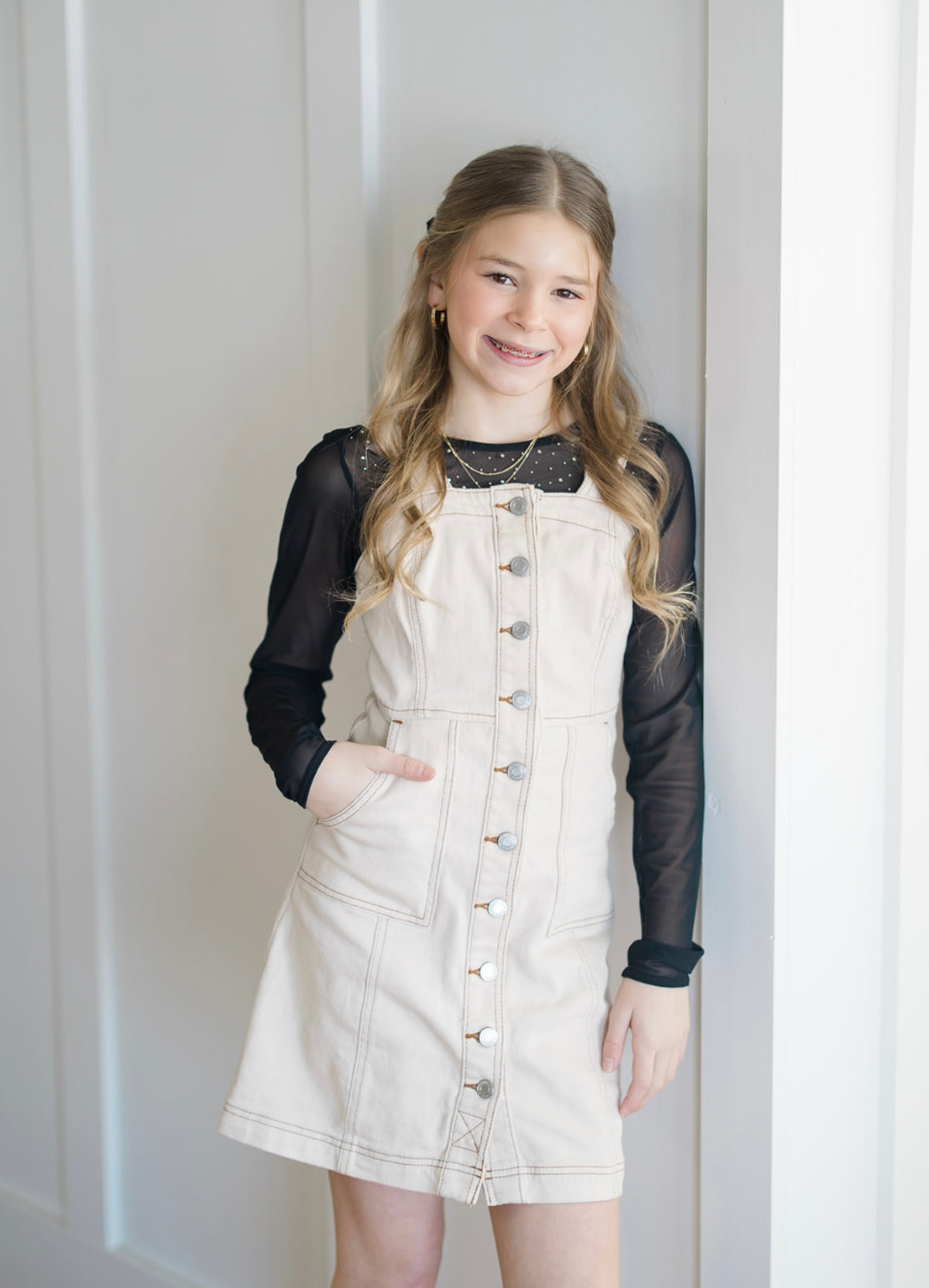 Black Rhinestone Studded Mesh Layering Top