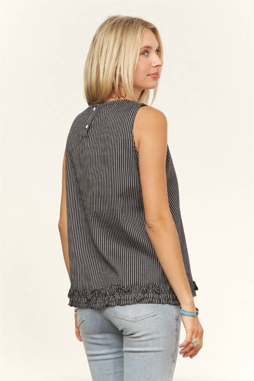 SLEEVELESS STRIPED TOP BLOUSE