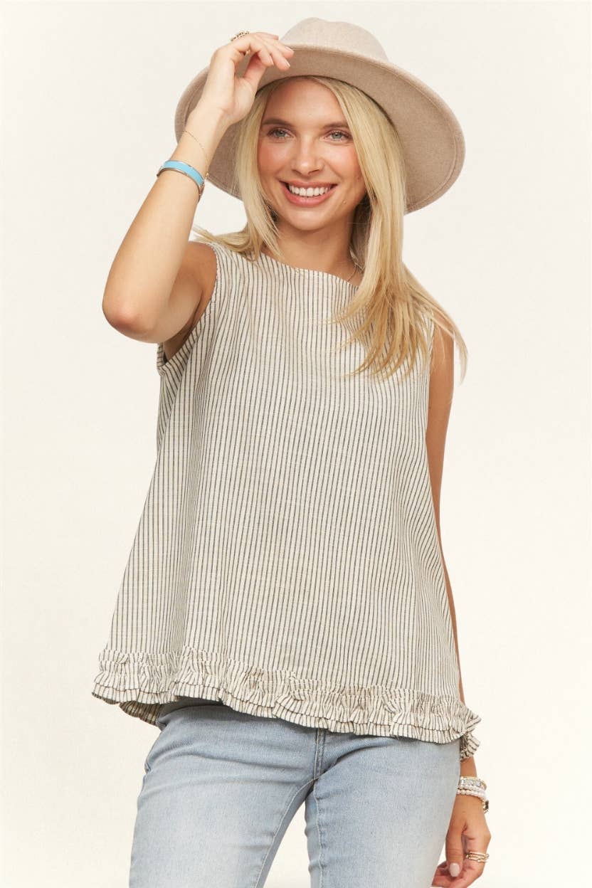 SLEEVELESS STRIPED TOP BLOUSE