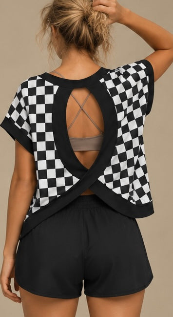 Checkerboard Cross-Back Shirt