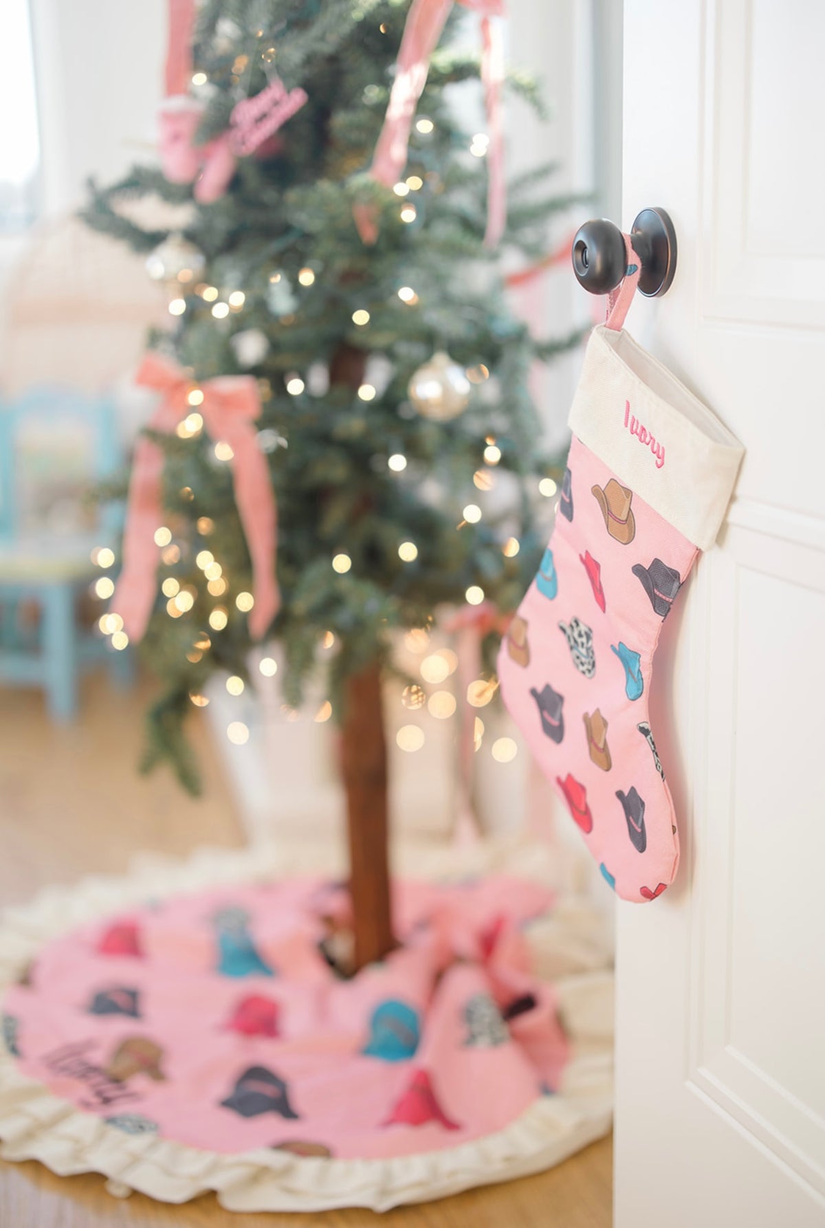 Pink Cowboy Hat Christmas Stocking
