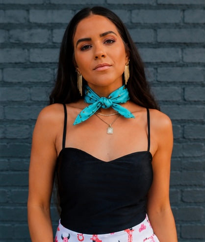 Turquoise Vintage Cowboy Buckaroo Scarf