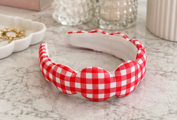 Red Gingham “Get Ready With Me” Headband