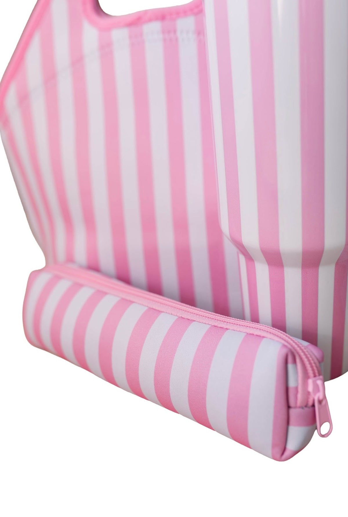 Pink Striped Pencil Pouch
