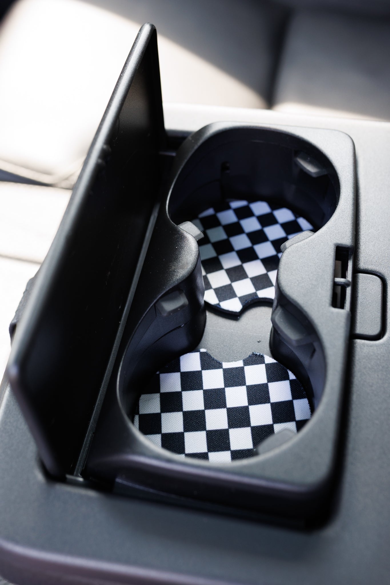 Checkerboard Black & White Car Coasters 2-Pack