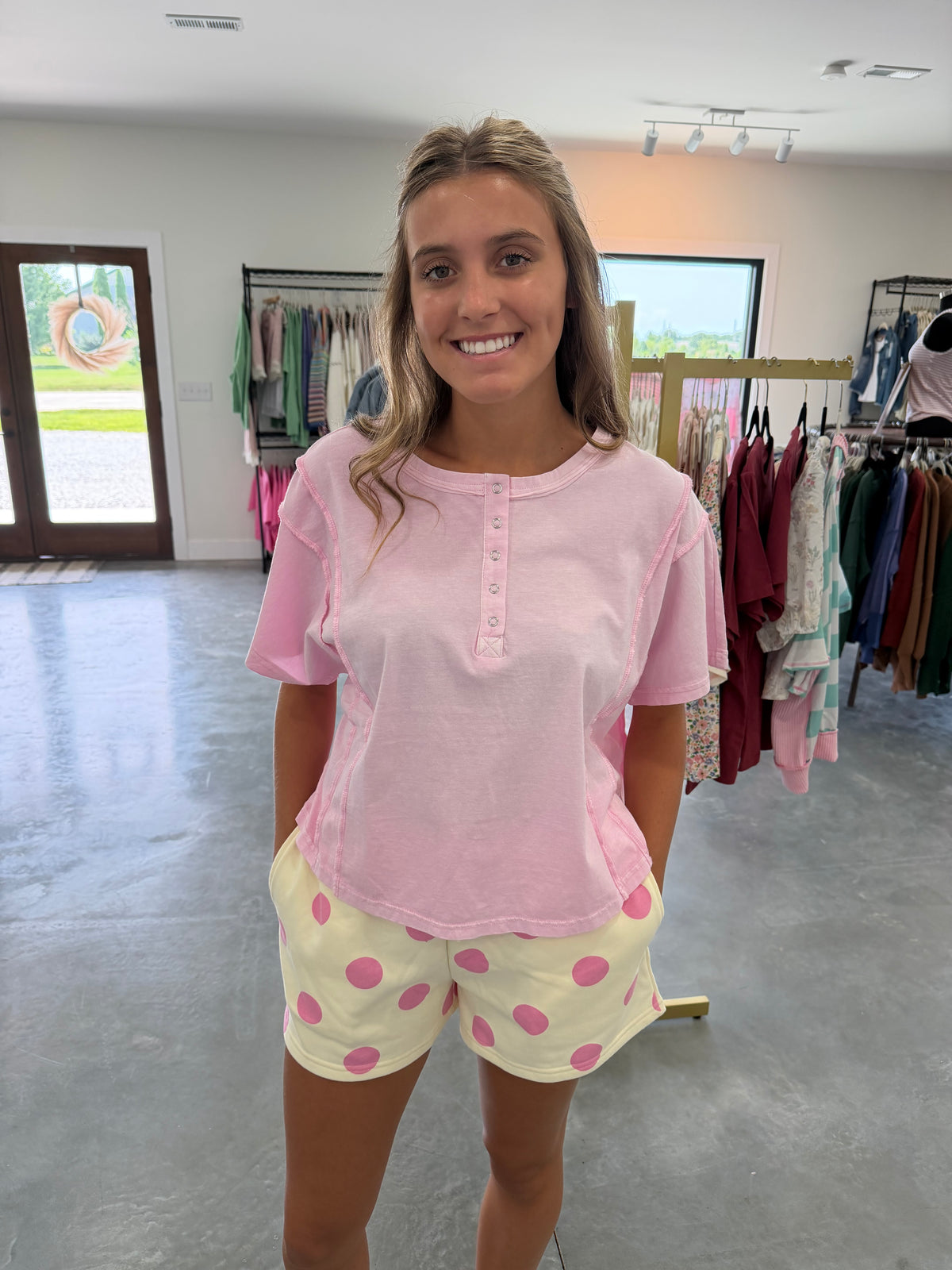Pink and Yellow Polka Dot Shorts
