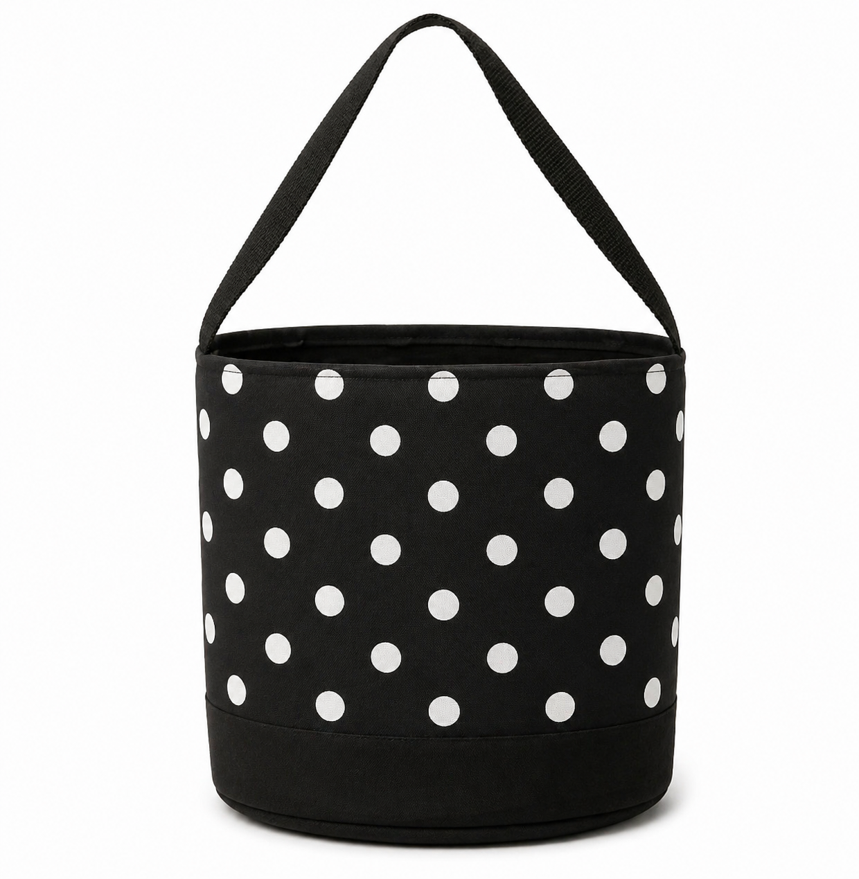 Black Polka Dot Round Storage Bin