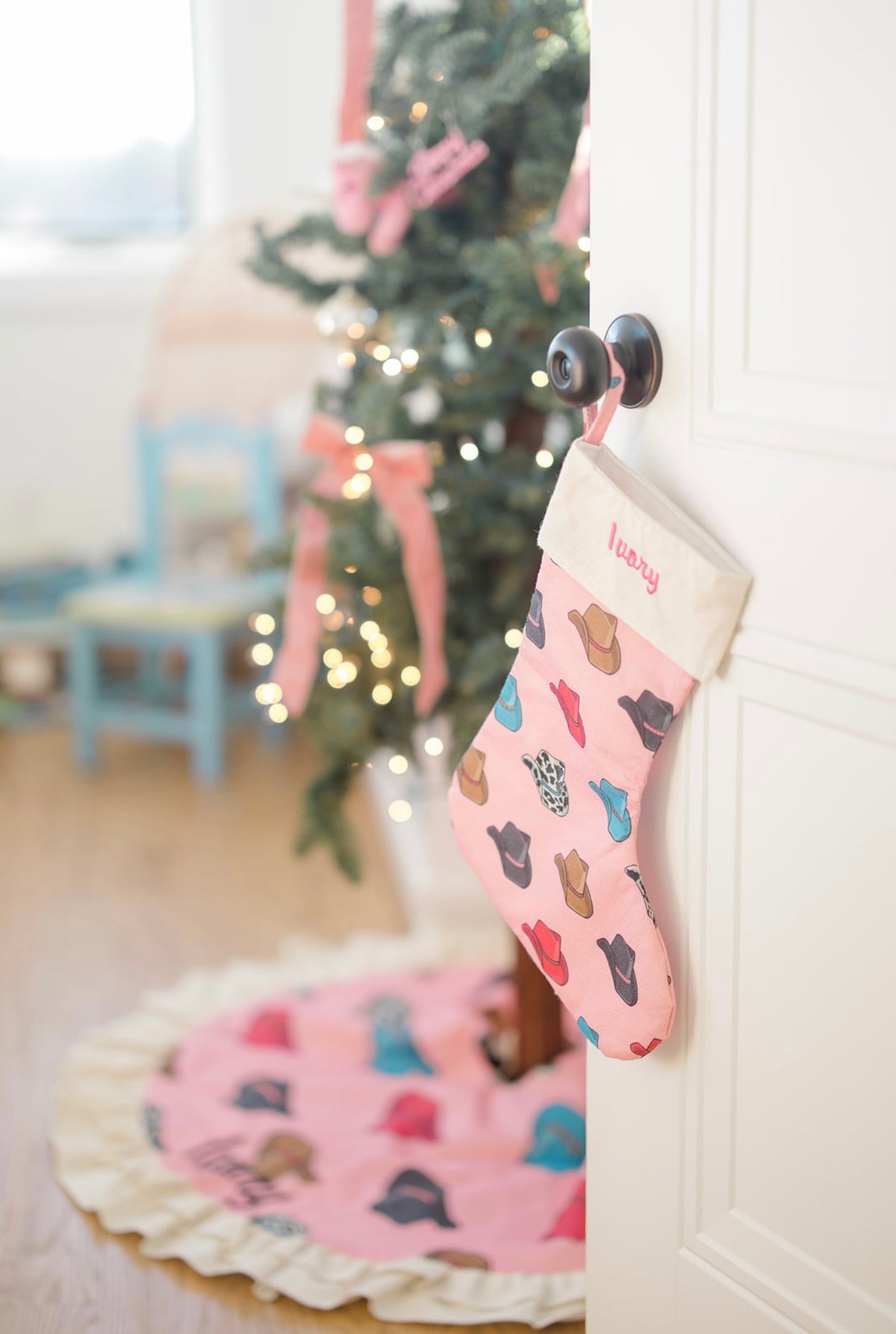 Pink Cowboy Hat Christmas Stocking