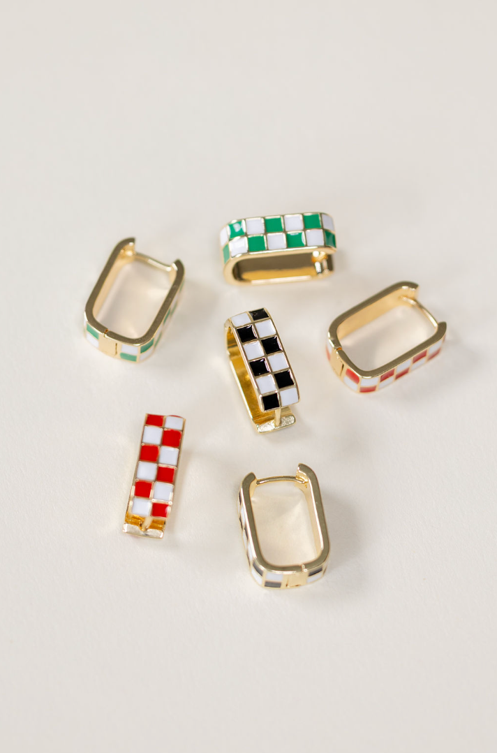 Gameday checkered black earring