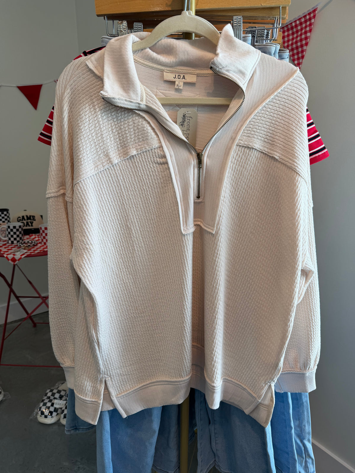 Cream Half Zip Up Jacket