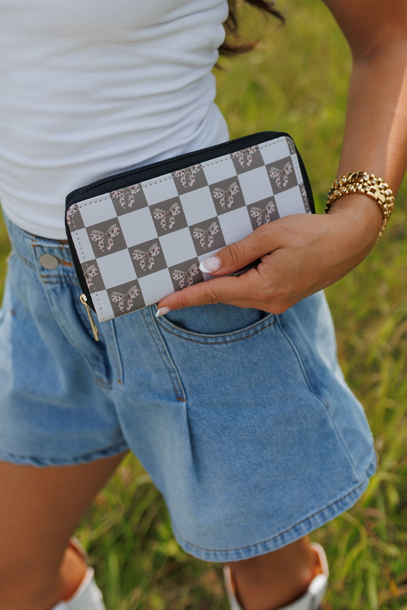 Bow Vintage Cowboy Checkerboard Wallet